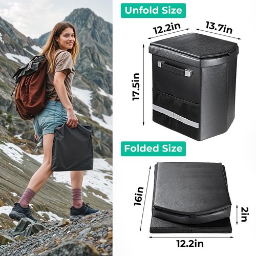 2026 Upgraded XL Portable Toilet for Adults,Tall Camping Toilet with Lid and Convenient Carry Bag, Portable Potty for Camping, Hiking, Car Travel,Truck, RV, Boating, Road Trips, Beach (Black, 17.5''H)