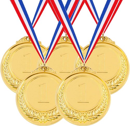 Hilitchi Gold Award Medals - Olympic Style Winner Medals with Ribbon | Set of 5