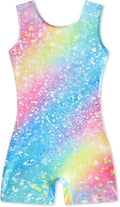 Funnycokid Girls Gymnastics Leotards - Sparkle Dance Unitards with Shorts | Mermaid Design, Sizes 2-10 Years