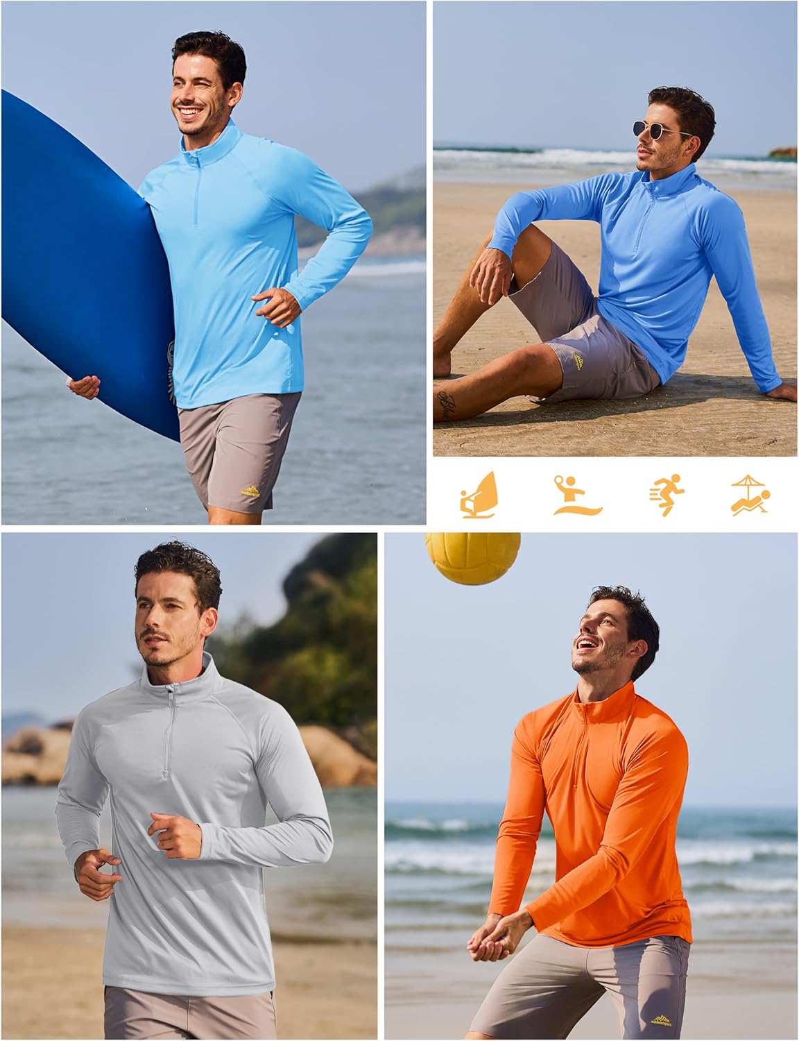 TACVASEN Men's Athletic Long Sleeve Shirt - UPF 50+ Sun Protection | 1/4 Zip Pullover for Outdoor Running