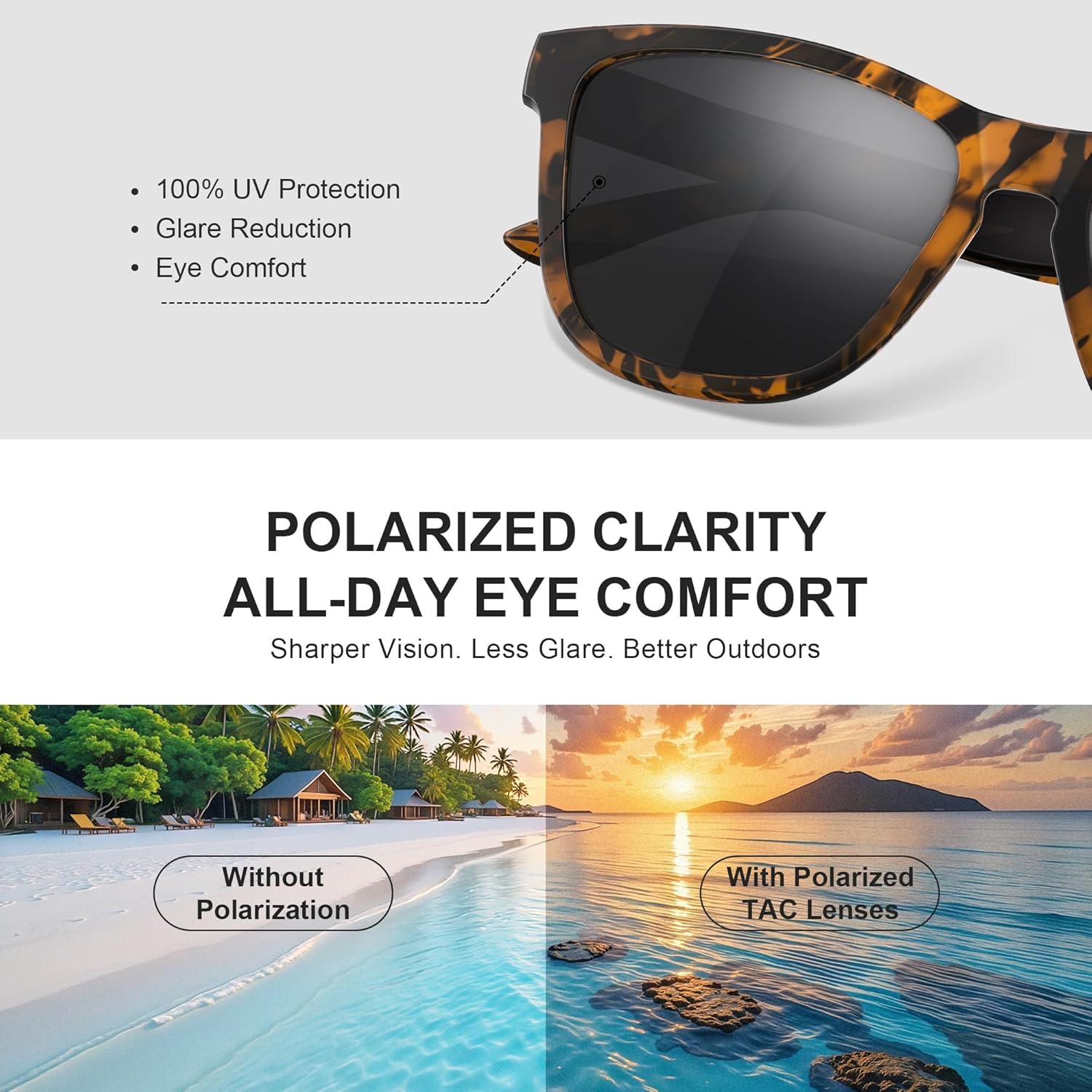 Polarized Sunglasses - Lightweight UV Protection Shades for Men & Women | Ideal for Driving & Fishing