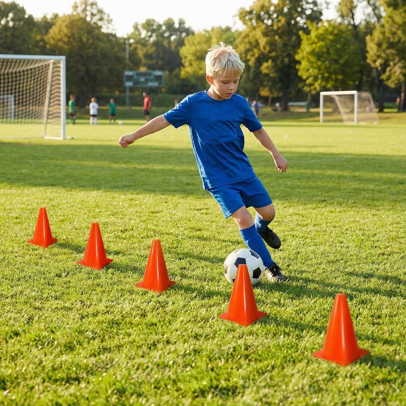 Faswin 40 Pack Plastic Training Cones, 7 Inch Plastic Soccer Cones, Agility Marker Cone Traffic Cone for Basketball, Football, Skating Drills Practice, Indoor and Outdoor Games