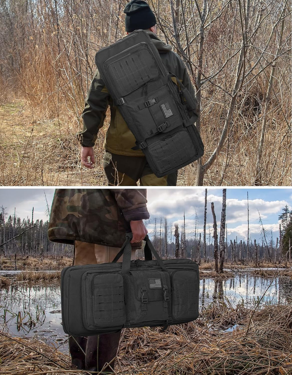 Skiennix 32-Inch Soft Rifle Case - Double Gun Carry Bag with Lockable Zipper & Laser-Cut Design