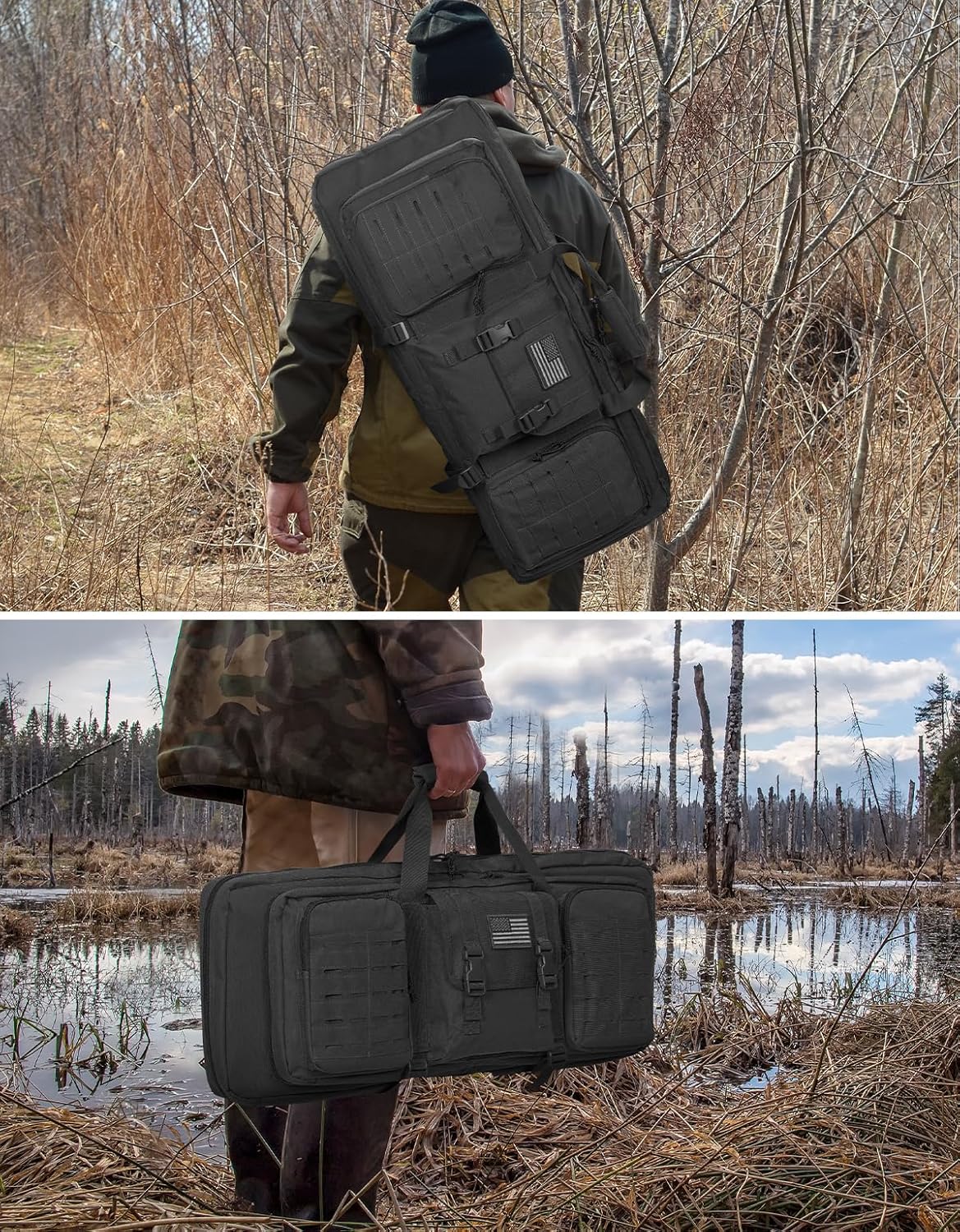 Skiennix 32-Inch Soft Rifle Case - Double Gun Carry Bag with Lockable Zipper & Laser-Cut Design