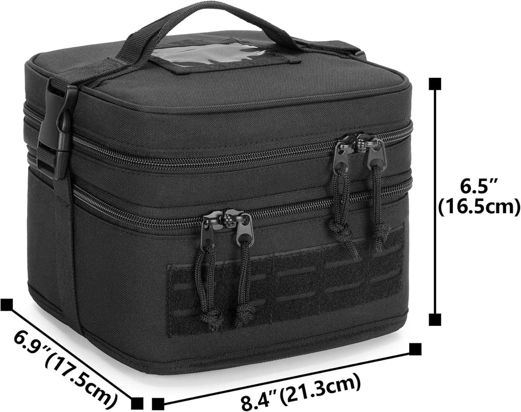 Skiennix Tactical Pistol Magazine Storage Bag - Double Layer with 5 Mag Slots & Lockable Zipper