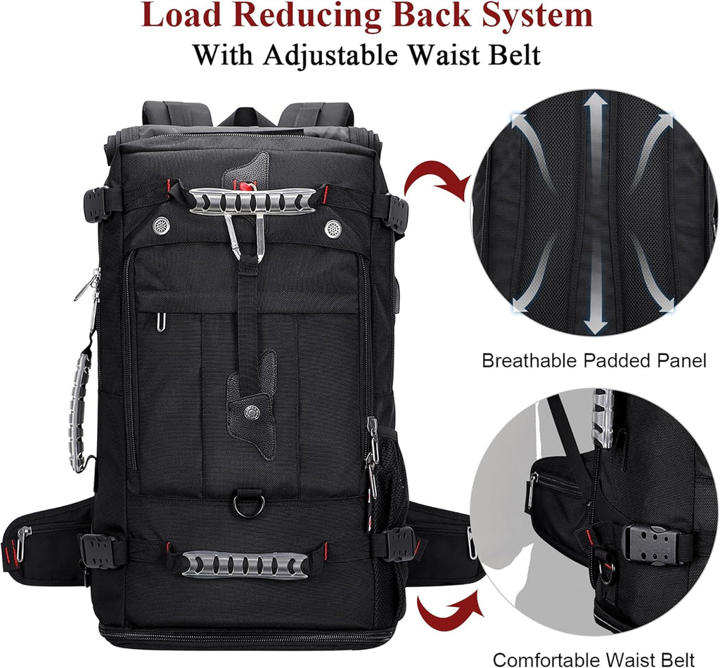 WITZMAN Travel Backpack - Convertible Duffle Luggage for 17-Inch Laptop | Black Carry-On Bag