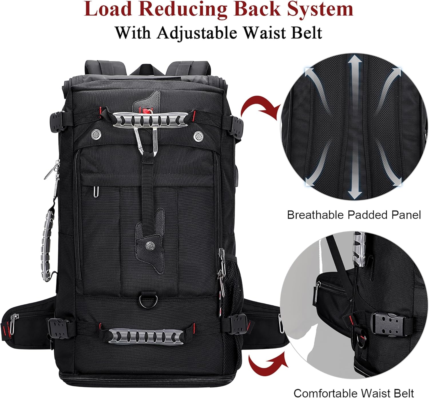 WITZMAN Travel Backpack - Convertible Duffle Luggage for 17-Inch Laptop | Black Carry-On Bag