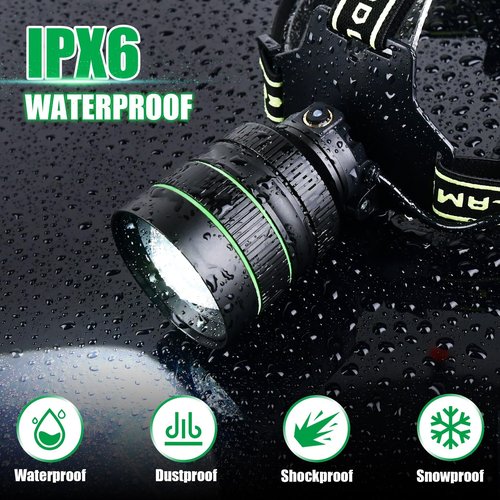 Northlet Rechargeable Headlamp, LED Super Bright Headlight, 5 Modes Zoomable Head Lamp, 180°Adjustable, IPX6 Waterproof for Camping, Running, Climbing, Hiking