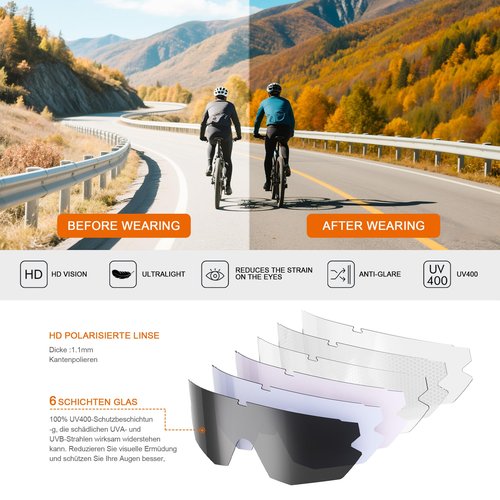 suoso Polarized Sports Sunglasses-Men-Women Cycling-Sunglasses: Running Sun Lightweight Sun Glasses UV Protection Fishing