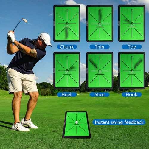 LOVACE Golf Hitting Mat – Swing Path Feedback Trainer with Durable Rubber Base & Replaceable Turf for Indoor or Outdoor Practice
