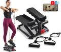 Sunny Health & Fitness Mini Stepper - Compact Home Workout Machine with Resistance Band & App Connection