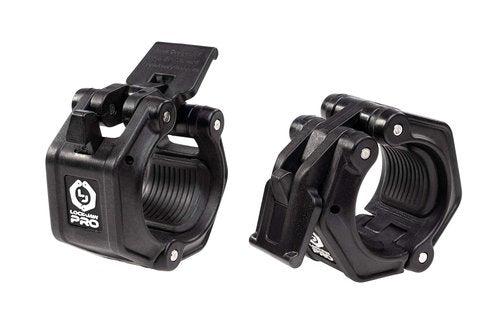 Lock-Jaw PRO 2 Barbell Collars Olympic Barbell Clamps 2 Pcs – Heavy Duty Bar Clamps for 2” & 50mm Olympic Bars – Secure Weight Bar Clamps for Strength Training & Home Gym Accessories – All Black