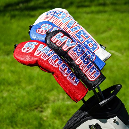 Craftsman Golf Headcover Set for Driver 3 5 Fairway Wood Hybrid Golf Club Head Cover, USA Flag Old Glory Design Golf Club Covers,Interchangeable Number Tag Offered
