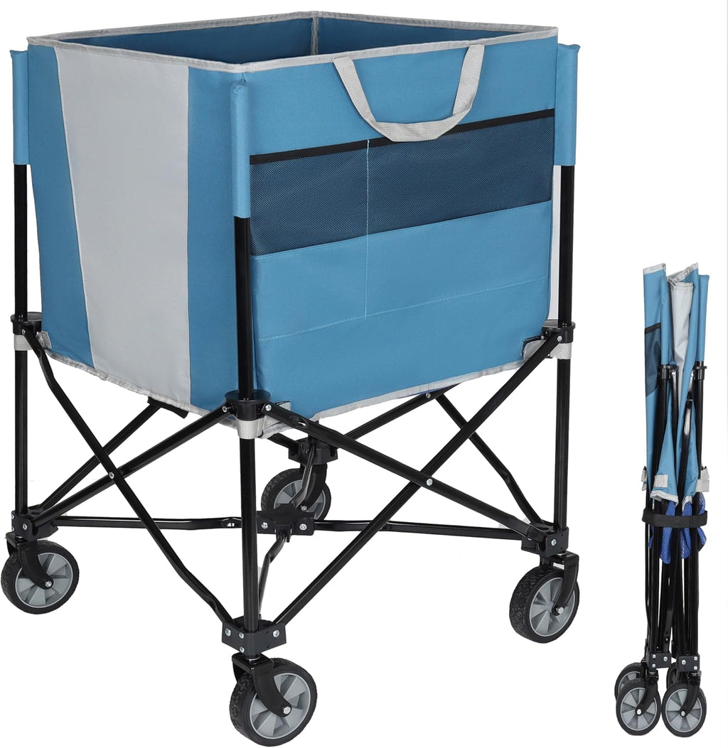 ZeHuoGe Rolling Ball Storage Cart - Collapsible Sports Equipment Organizer with Wheels | Multi-Sport Family Gym