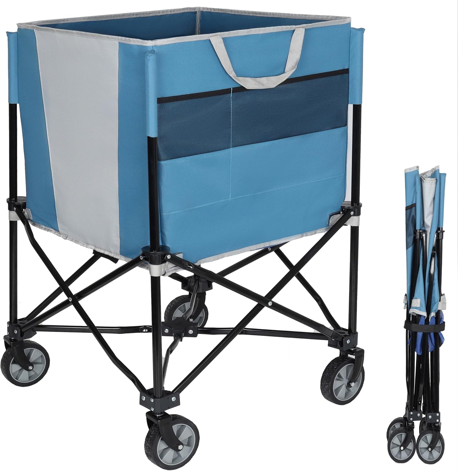 ZeHuoGe Rolling Ball Storage Cart - Collapsible Sports Equipment Organizer with Wheels | Multi-Sport Family Gym