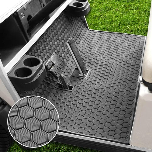Club Car DS Floor Mat, Upgraded Non-Slip Full Coverage Golf Cart Floor Mat Replacement Think Rubber Fits Club Car DS 1982-2013 / Villager 1982-2018 (Black Trim)