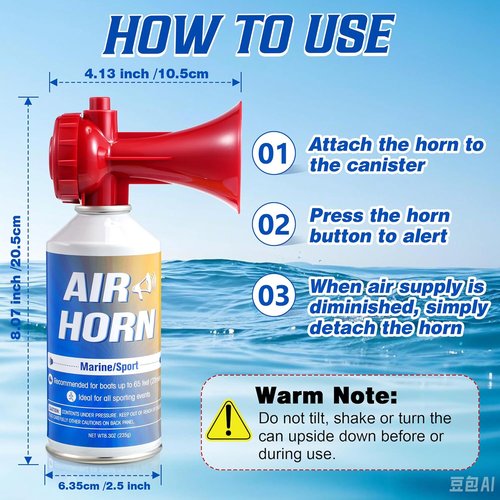 Boat Air Horn by Loud Bear - 120dB Handheld Mini Marine Blow Horn | 8.3oz for Safety & Outdoor Use