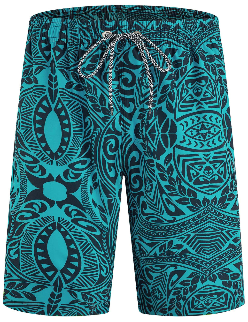 ELETOP Men's Swim Trunks Quick Dry Bathing Suit Swimming Board Shorts Mesh Lining Beach Swimwear Symbol Green L