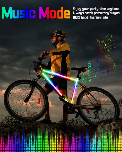 MINEXITY Led Lights for Scooter Night Riding, Remote & APP Controlled Colorful Skateboard Lights，Battery Operated Lights for Electric Bike 60 LEDs
