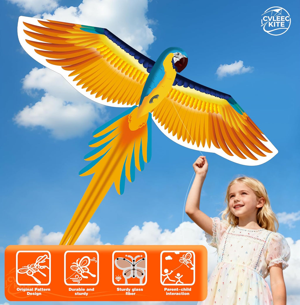 Parrot Kite - Easy-to-Fly Outdoor Kite for Kids & Adults | Perfect for Beginners, Beaches & Backyards