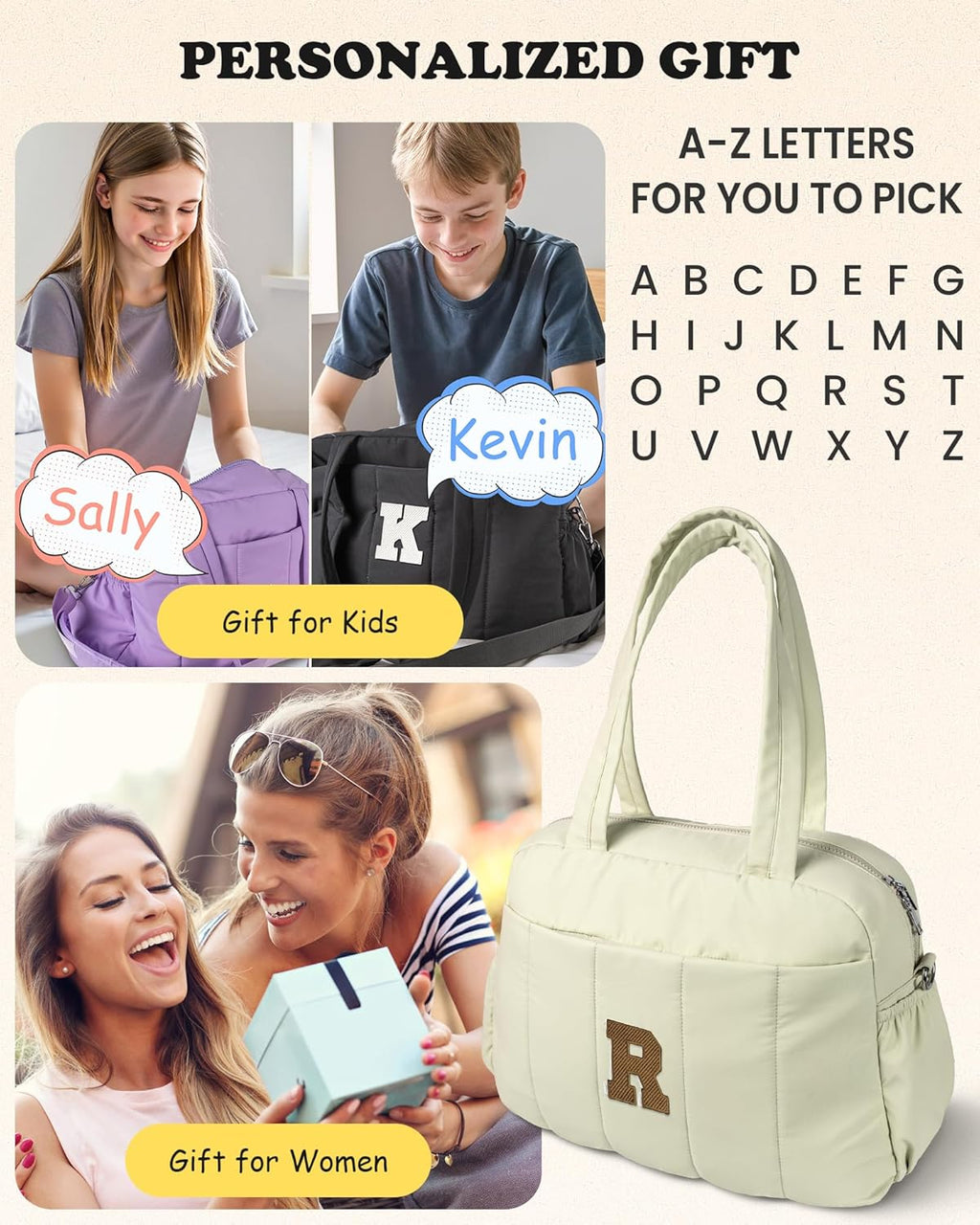 Skiennix Kids Weekender Bag - Personalized Initial Overnight Bag with Wet Pocket | Lightweight Travel Tote for 10-Year-Old Girls