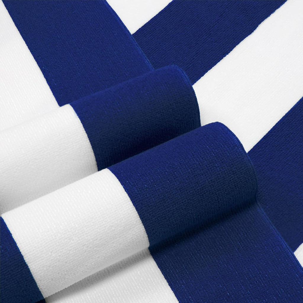 Regine Switzerland Large Oversized Beach Towel - 35 x 70 Inch Navy Striped Quick-Dry Microfiber
