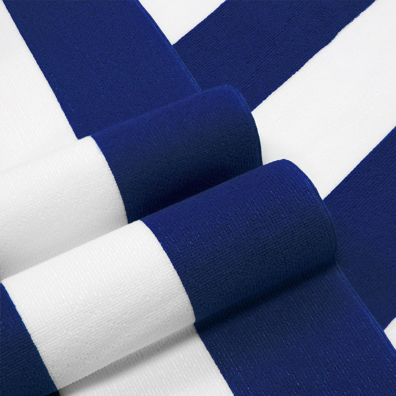 Regine Switzerland Large Oversized Beach Towel - 35 x 70 Inch Navy Striped Quick-Dry Microfiber
