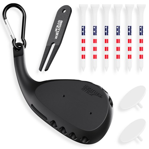 BROTHER STICK Golf Tee Holder for Golf Bag Accessories for Men, 3-in-1 Tee Caddy, Includes 6 Golf Tees, Divot Repair Tool & Golf Ball Marker, Stylish Golf Gifts for Men & Women