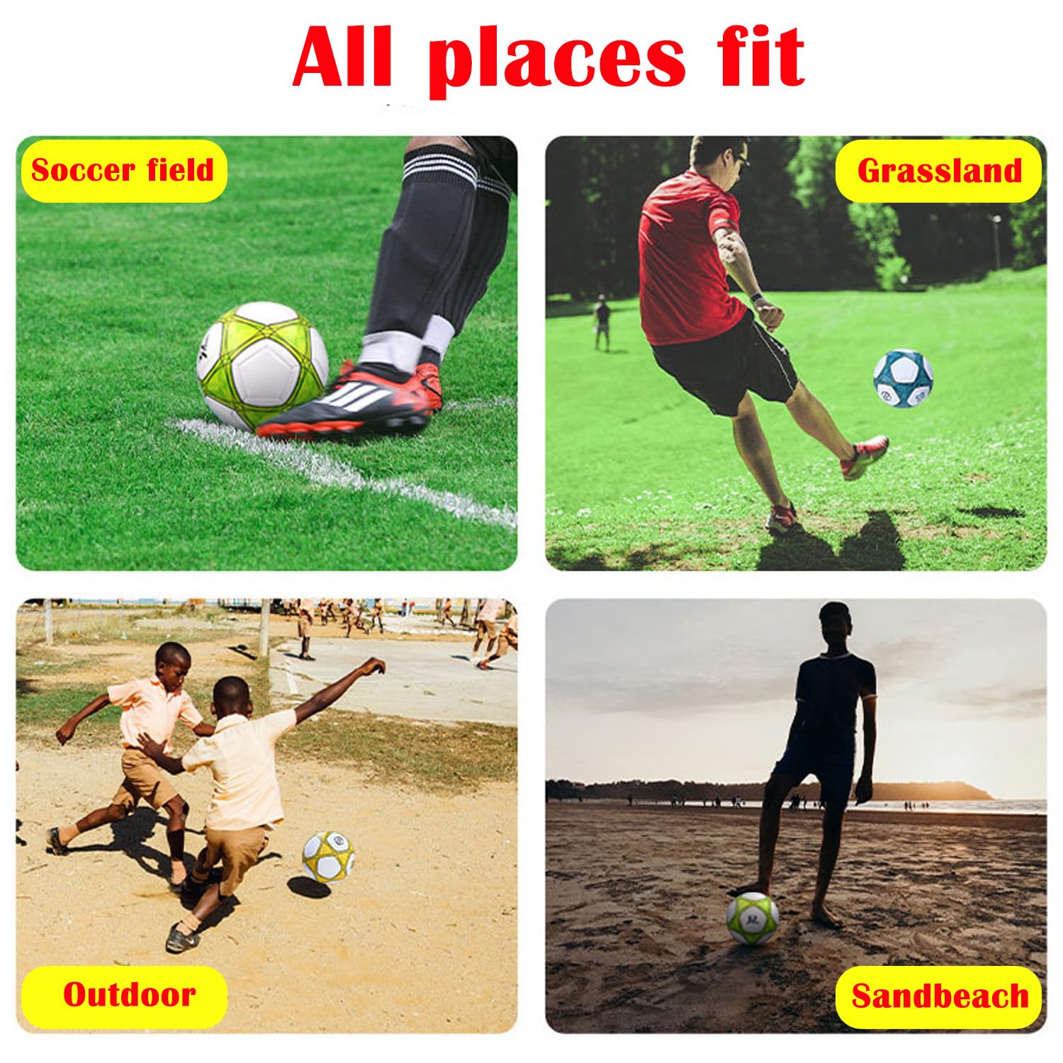 AYANICA Soccer Ball Size 3,4,5 Soft PU for Practice Training Gift Boys Girls Come with Random Color Pump and Needle