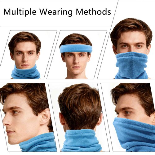 TiKOKEY 4PCS Winter Drawstring Headscarf Fleece Neck Gaiter Face Cover Neck Gaiters for Men Windproof Neck Warmer Men Gaiter Scarf