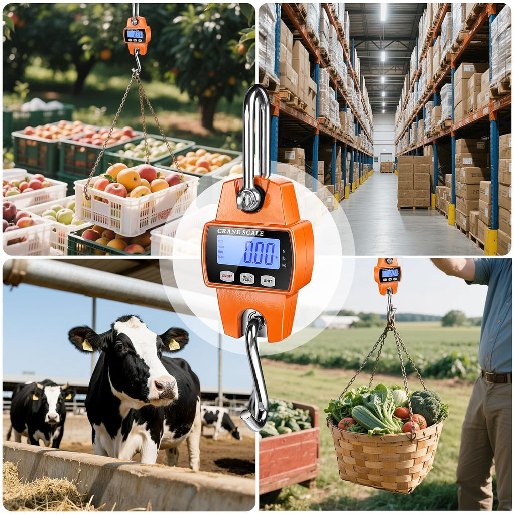 RoMech Digital Hanging Scale - 660lb Capacity, Durable Cast Aluminum, Mini Crane Scale for Outdoor Use (Orange)