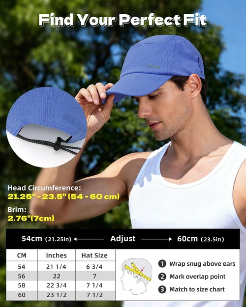 OnWander Performance Hat for Women Men, Lightweight Breathable Mesh Running Hat, Sport Cap for Golf, Cycling, Tennis Blue