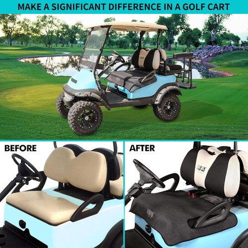 10L0L Golf Cart Seat Covers Compatible with EZGO TXT/RXV & Club Car DS/Precedent, Non-Slip Golf Cart Towel for 2/4 Person Seats, Universal Accessories for Seat Blanket (50 x 30 Inches)-Dark Gray