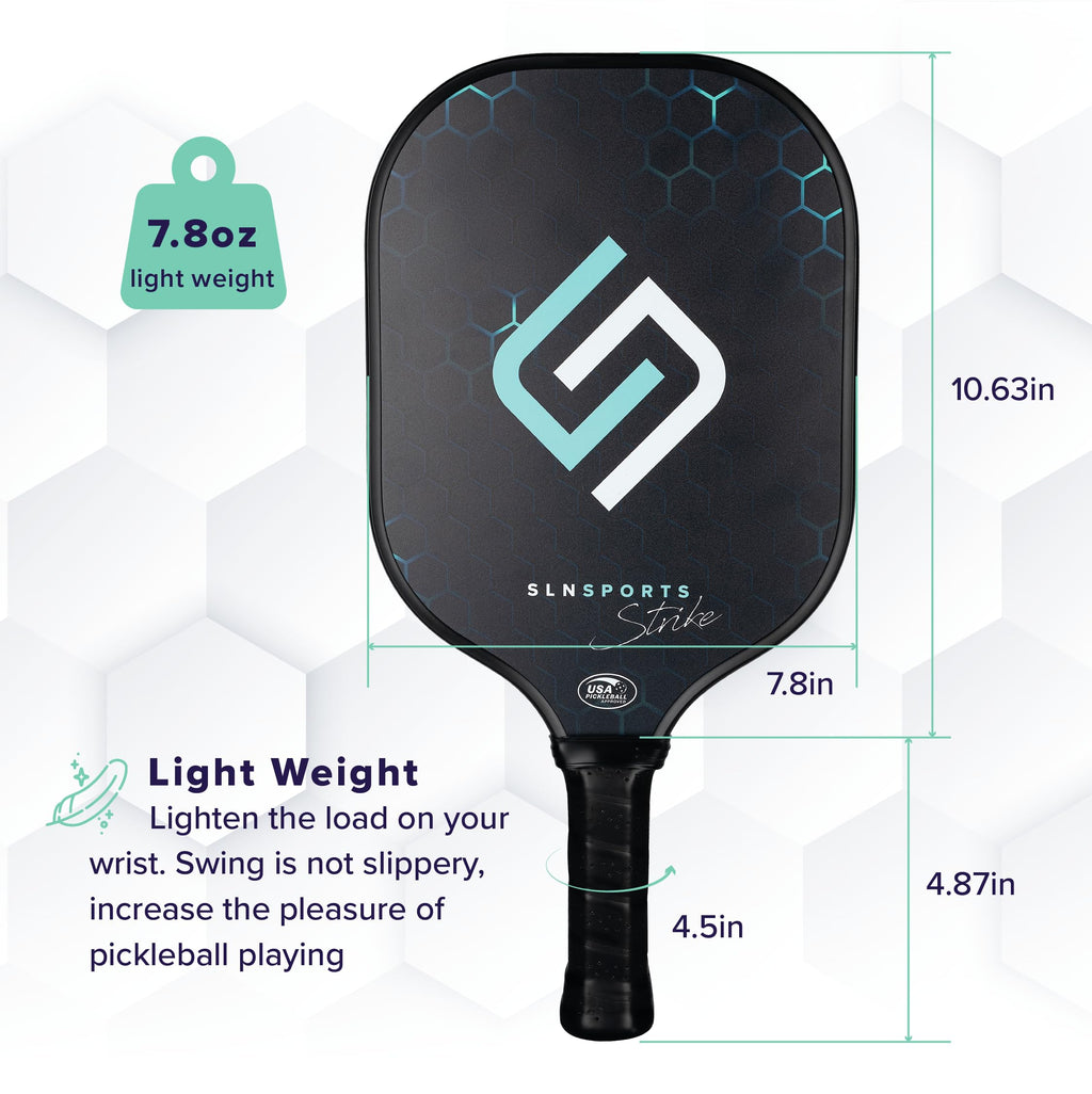 SLNSports Pickleball Paddles Set of 2 | Carbon Fiber/Fiberglass Pickleball Rackets Set | Carrying Case, 4 Balls | Pickleball Raquets for Kids and Adults | Beginners & Professionals (Carbon Fiber)
