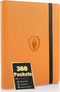 Fabmaker Premium 9 Pocket Card Binder - Sturdy PU Cover for 360 Cards | Sleek Orange Trading Card Album
