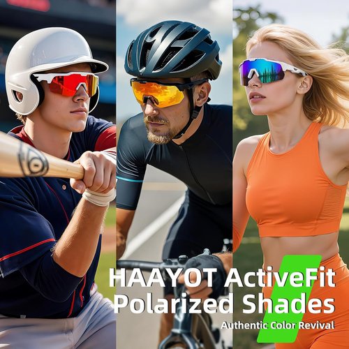 HAAYOT Polarized Sports Sunglasses - UV Protection for Men & Women | Red Color for Baseball, Cycling, Running, Fishing