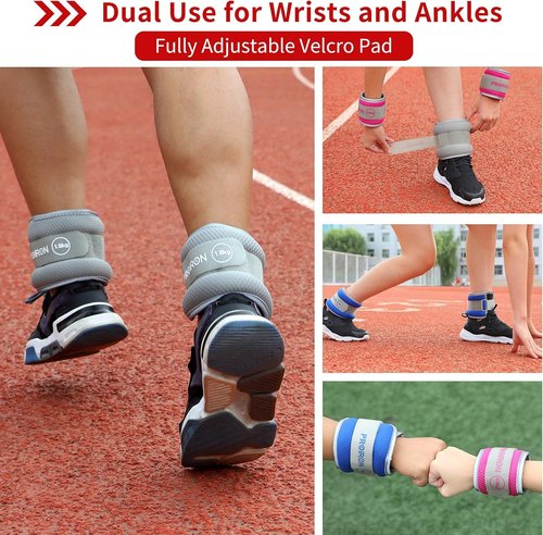 PROIRON Ankle Weights Wrist Leg Weights for Women Men 2 LBS in Pair Reflective Ankle Weight Set for Fitness Exercise Jogging Aerobics