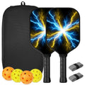 Kiafmol Professional Pickleball Paddle Pickle Ball Equipment, Fiberglass Pickleball Racquet Set of 2 Paddles and Balls for Men, Women, Adults,