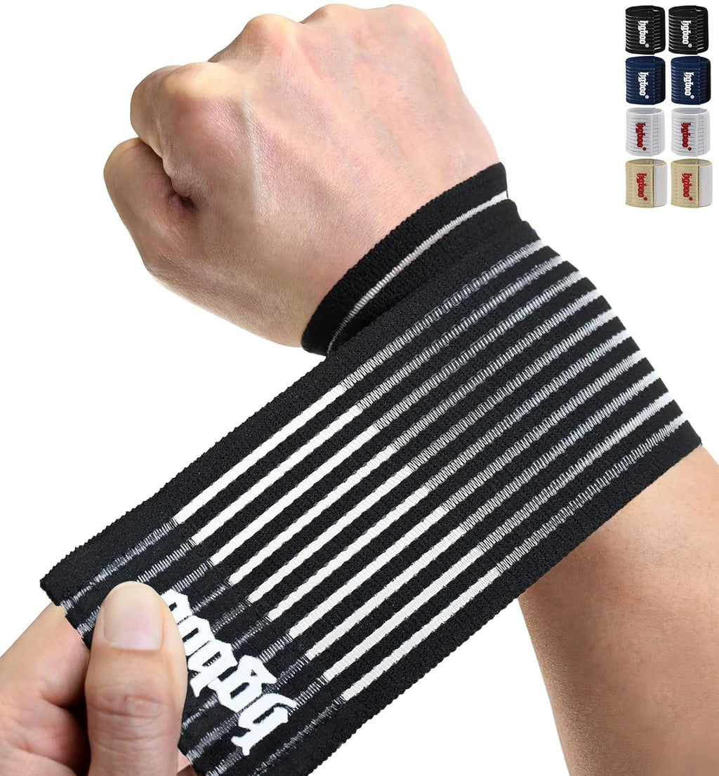 Skiennix Compression Wrist Bands - High-Elastic Straps for Sports & Weightlifting | 2 PCS, Breathable Black Fabric