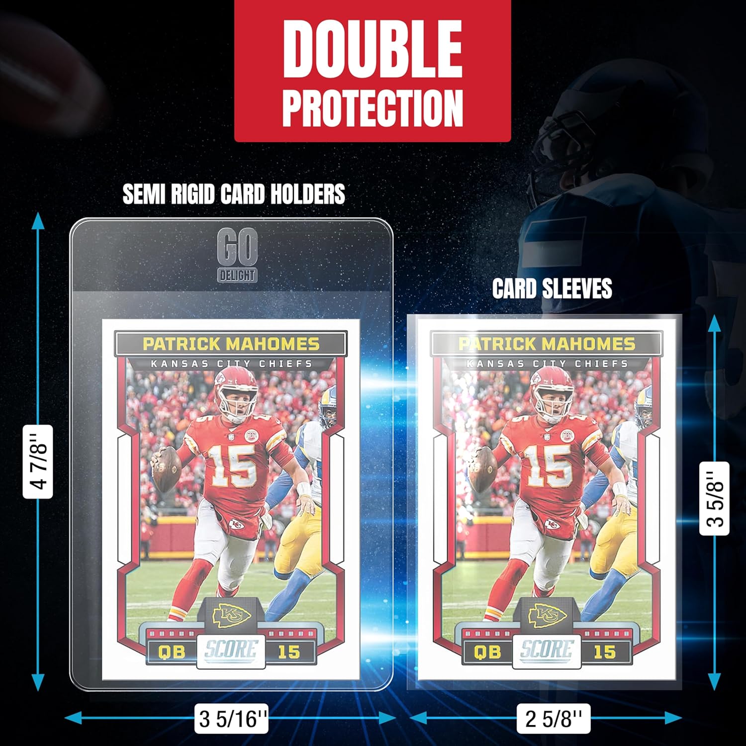 PSA Semi Rigid Card Holders - 100 Bundle for Trading Cards | 50 Holders & 50 Soft Sleeves - 3-5/16” x 4-7/8”