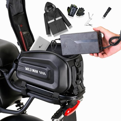 WILD MAN 4L Bike Seat Bag Waterproof Hard Shell Bike Saddlebags for Electric Bicycle Touring Sport Messenger Bag Storage Accessories(GD5,Black)