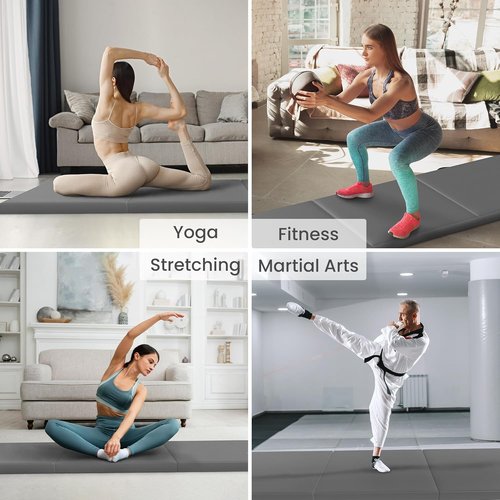 Fitvids Gymnastics Mat - High-Density Folding Exercise Mat with Carrying Handles | 2'x6'x2" for Home Gym Yoga & Pilates
