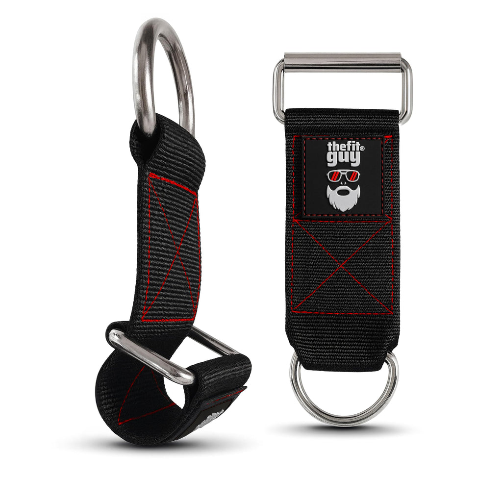 THEFITGUY Dumbbell & Barbell Loading Straps | Attachment Straps for Dips, Pullups, Squats | Ultra Strong, Heavy Duty & Secured | Attach any Dumbbell & Barbell to any Dip Belt | 8” & 6” Straps Included