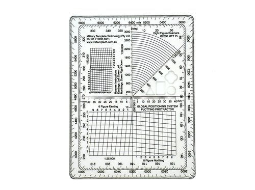 GPS Map Plotting Protractor — Military Map Marking | Coordinate Scale | Degrees & Mils | Land Navigation | 1.5mm PETG | Made in Australia