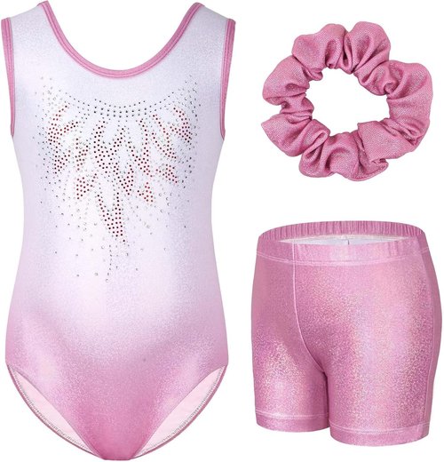 Gogokids Gymnastics Leotards for Girls - Sparkly Rhinestone Dance Unitards | Activewear Biketards