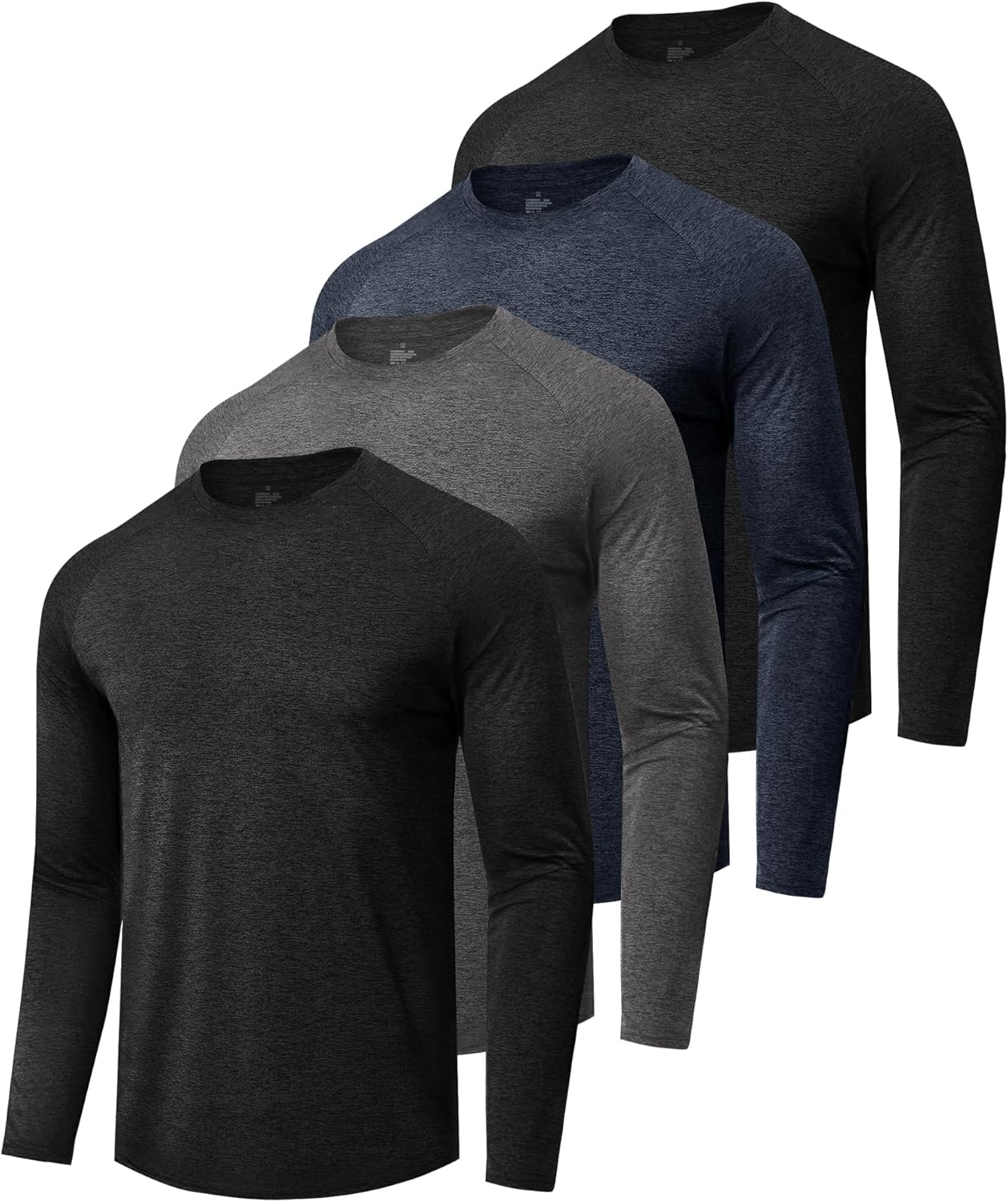 Skiennix 4 Pack Long Sleeve Shirts for Men - Quick Dry Moisture-Wicking Sun Protection | Athletic Casual Gym Wear