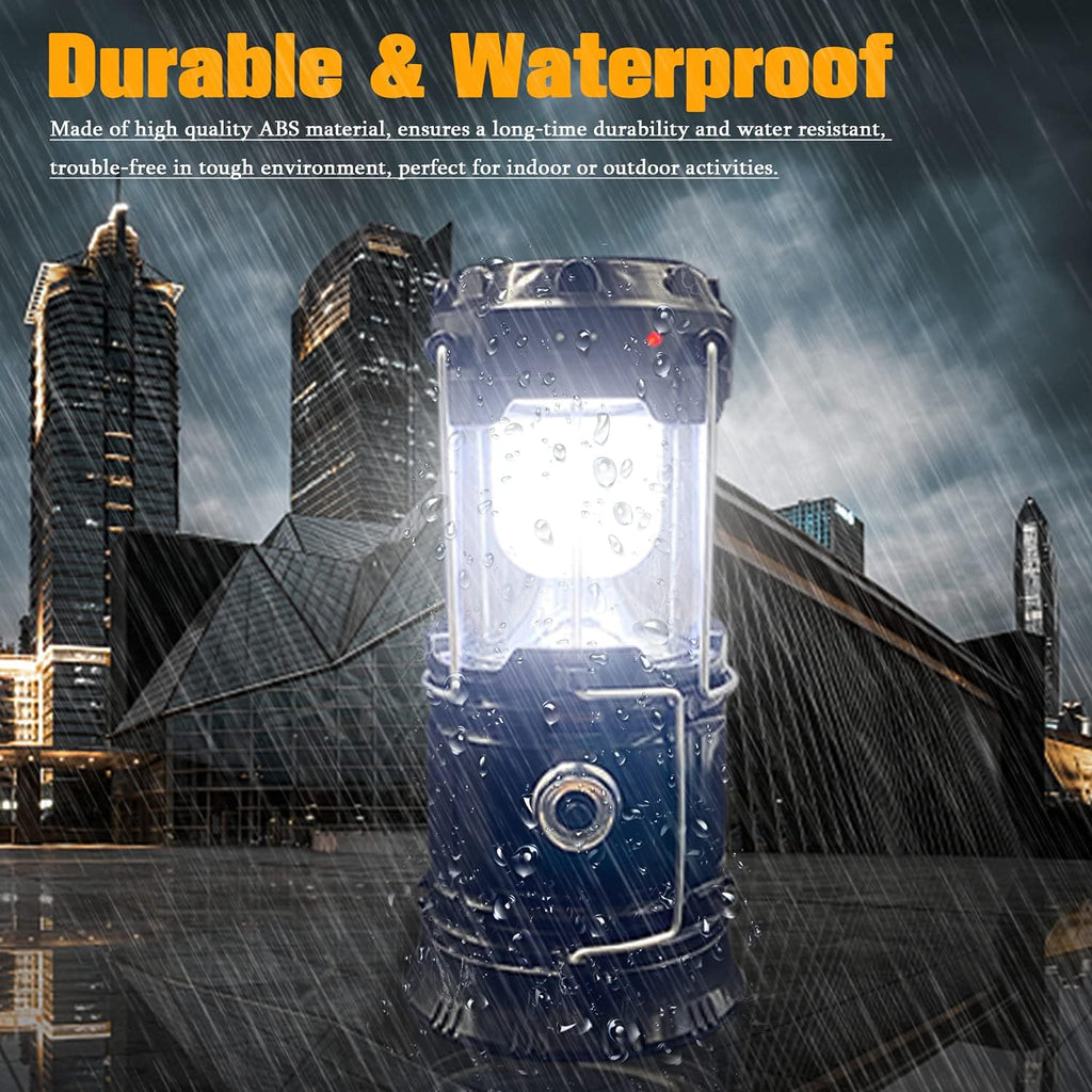 XTAUTO Collapsible Portable LED Camping Lantern - Lightweight Waterproof Solar USB Rechargeable | 4-Pack Emergency Lights for Home & Outdoor Use