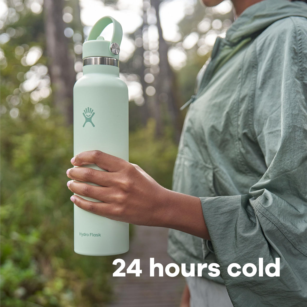 Hydro Flask Water Bottle - Insulated Stainless Steel - Straw Lid, Non Spill, Leakproof 24 Oz Botanical Bliss Green