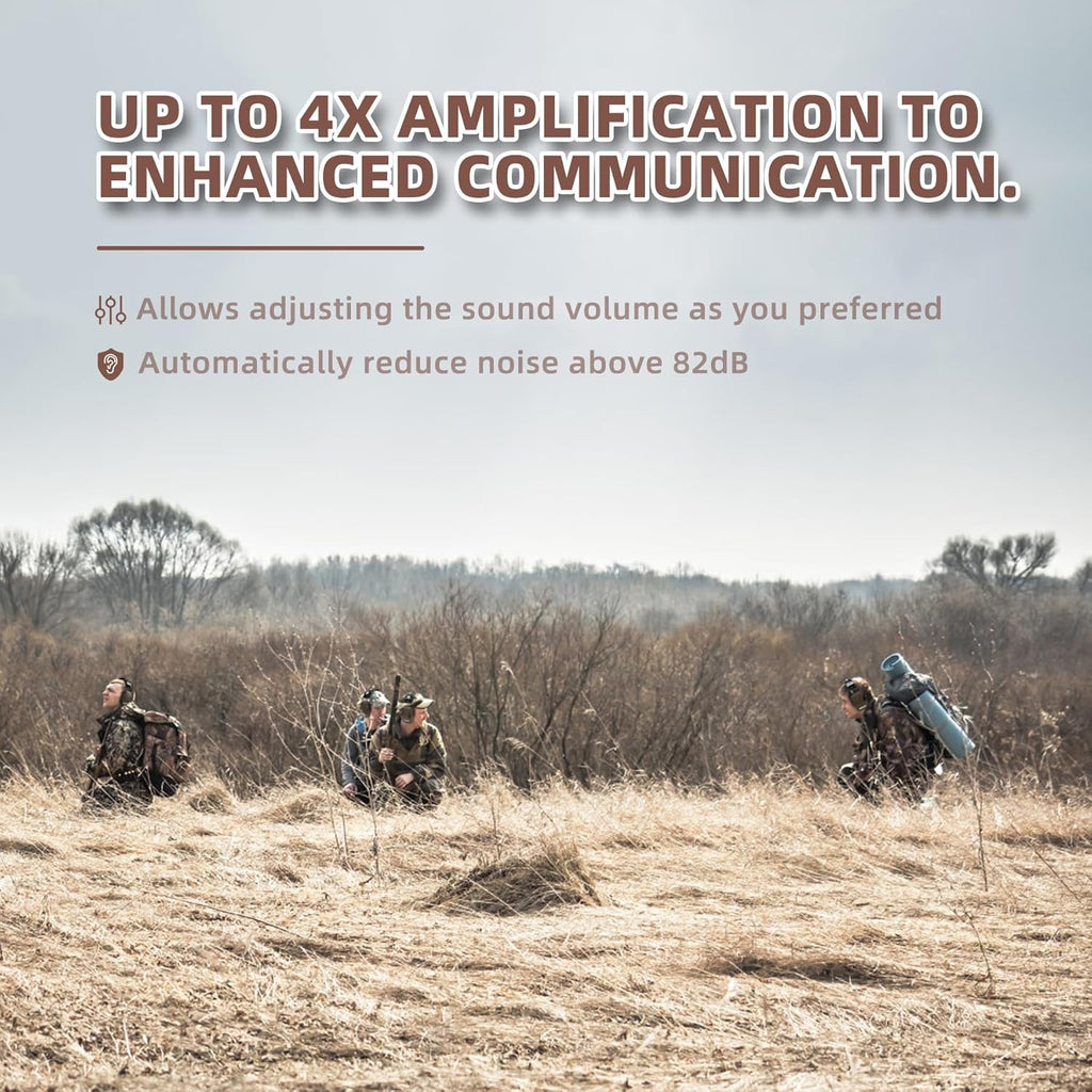 PROHEAR Electronic Ear Protection Muffs - 4X Sound Amplification & NRR 23dB Noise Reduction | 2 Pack, Green & Brown