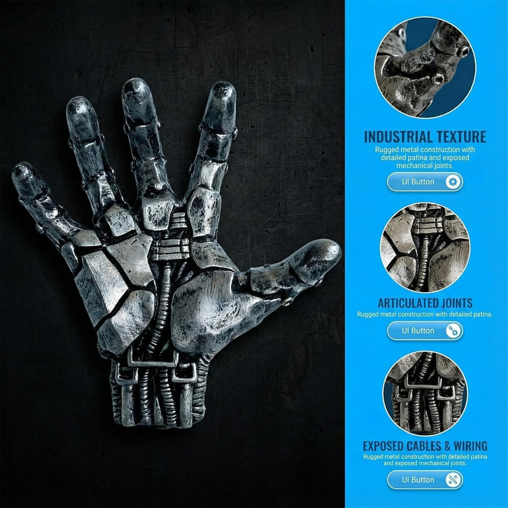 Skiennix Basketball Holder Wall Mount - Cyberpunk Mechanical Hand Design | Unique Resin Wall Art for Man Cave